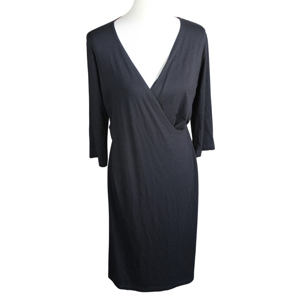 Bryn Walker Dress Womens Medium Black Wrap Stretch Minimalist Lagenlook Midi